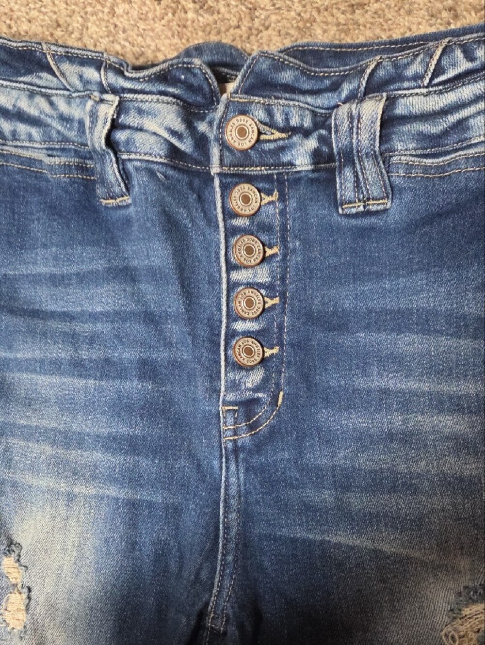 KanCan Dark Blue Distressed Flare Jeans - Picture 5 of 11